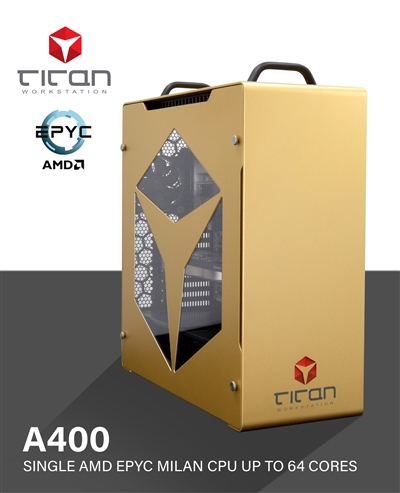 Titan A400 - Single AMD EPYC Milan  CPU up to 64 Cores Workstation PC for Deep Learning