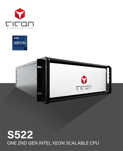 Titan S522 - Single 2nd Gen Intel Xeon Scalable Processors Rackmount Server  PC for Heavy Calculations up to 28 CPU Cores