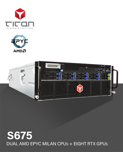 Titan S675 - Dual AMD EPYC Milan CPUs + 8x RTX GPUs Server PC for AI / Deep Learning HPC up to 128 cores - Gigabyte G482-Z54