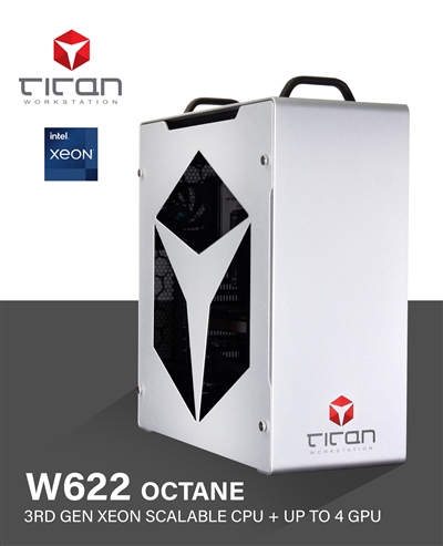 Titan W622  Octane - Single 3rd Gen Intel Xeon Scalable Processors Workstation PC  for AI, HPC, GPU Computing up to 40 CPU Cores